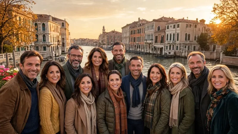 tour leader horly con gruppo a Rialto durante weekend organizzato